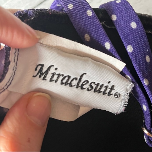 Miraclesuit Purple Polka Dot One Piece Swimsuit Size 8 - Picture 5 of 12
